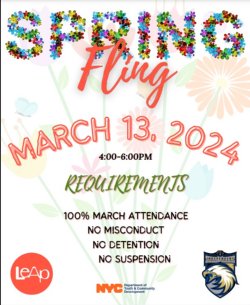 SPRING FLING dance flyer with requirements listed